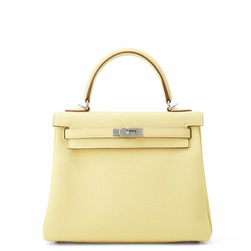 エルメス ハンドバッグ ケリー25 内縫い ジョーヌプッサン/シルバー金具 トゴ W刻印 2wayショルダー