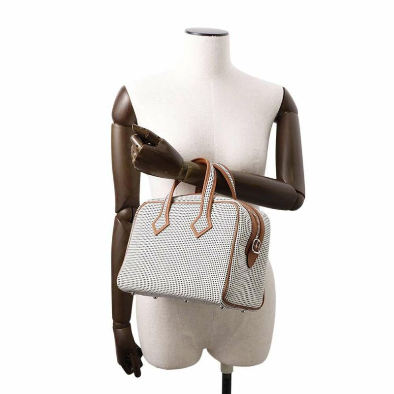 エルメス ヴィクトリア 3 フールトゥ ミニ ゴールド/エクリュ/ブラック/シルバー金具 トワルキャドリーユ/スイフト W刻印 2way