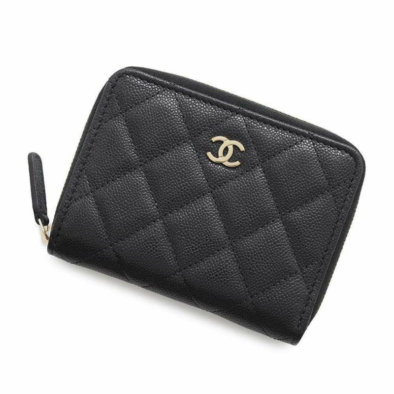 シャネル 二つ折り財布 マトラッセ スモールウォレット ココマーク キャビアスキン AP4652 CHANEL 財布 黒
