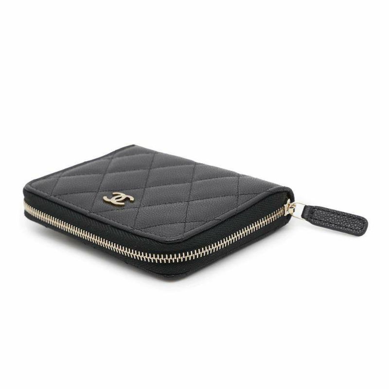 シャネル 二つ折り財布 マトラッセ スモールウォレット ココマーク キャビアスキン AP4652 CHANEL 財布 黒