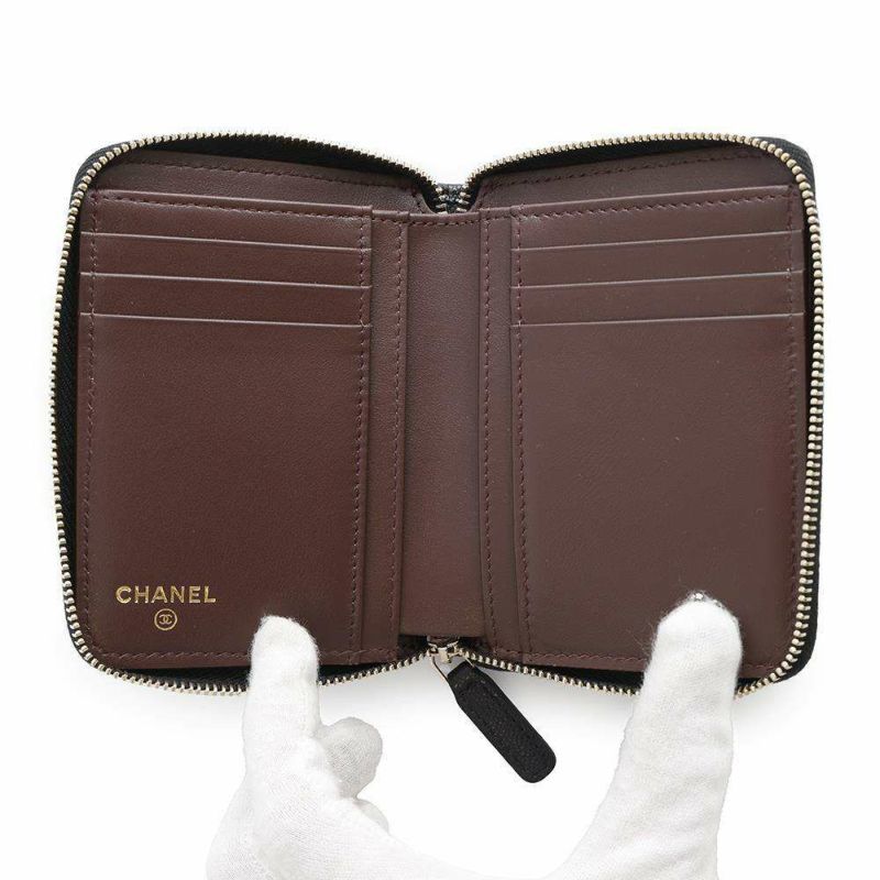 シャネル 二つ折り財布 マトラッセ スモールウォレット ココマーク キャビアスキン AP4652 CHANEL 財布 黒