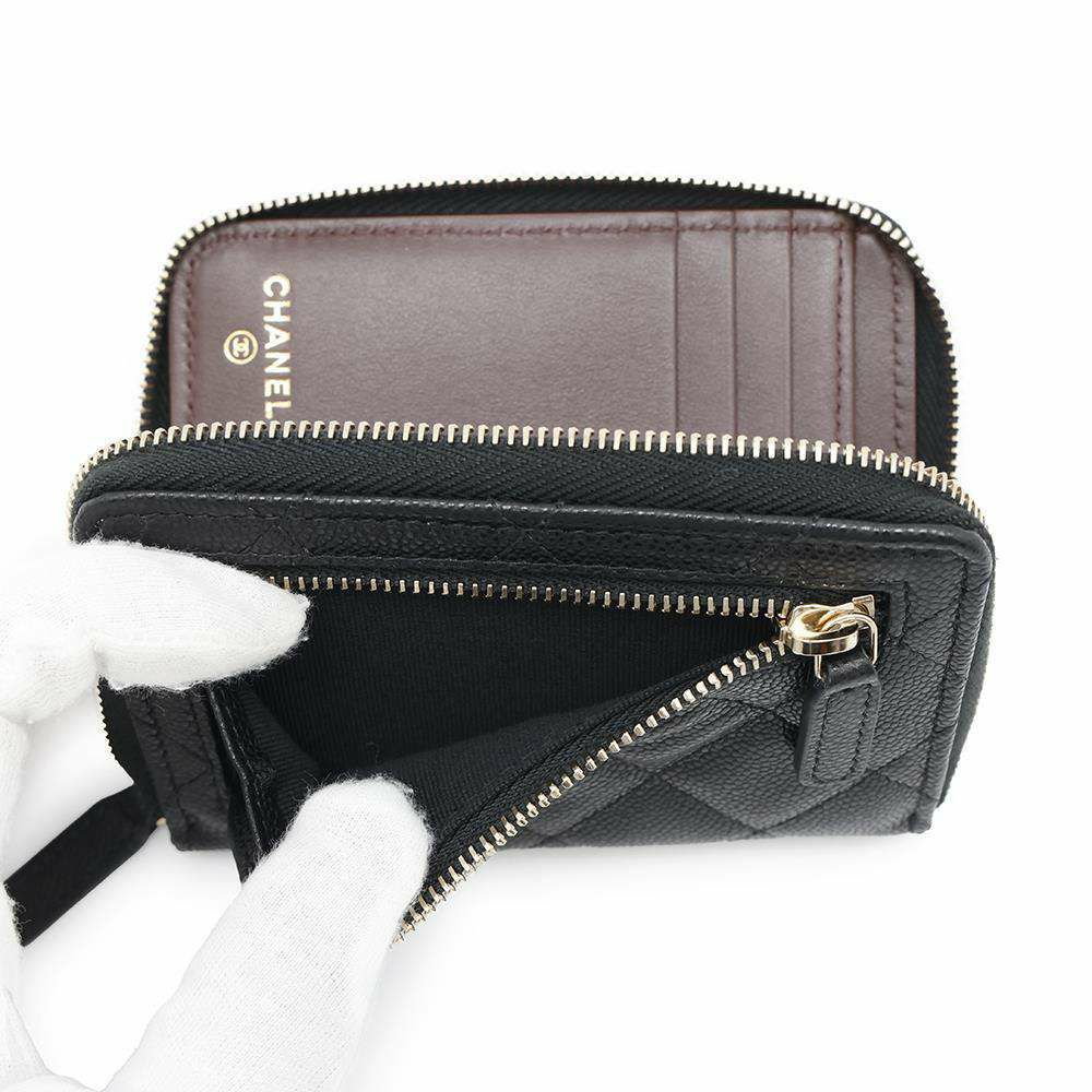 シャネル 二つ折り財布 マトラッセ スモールウォレット ココマーク キャビアスキン AP4652 CHANEL 財布 黒