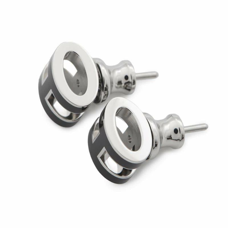 エルメス ピアス ミニ・ポップアッシュ ブラック/シルバー金具 Hモチーフ HERMES Pop H ポップH 黒