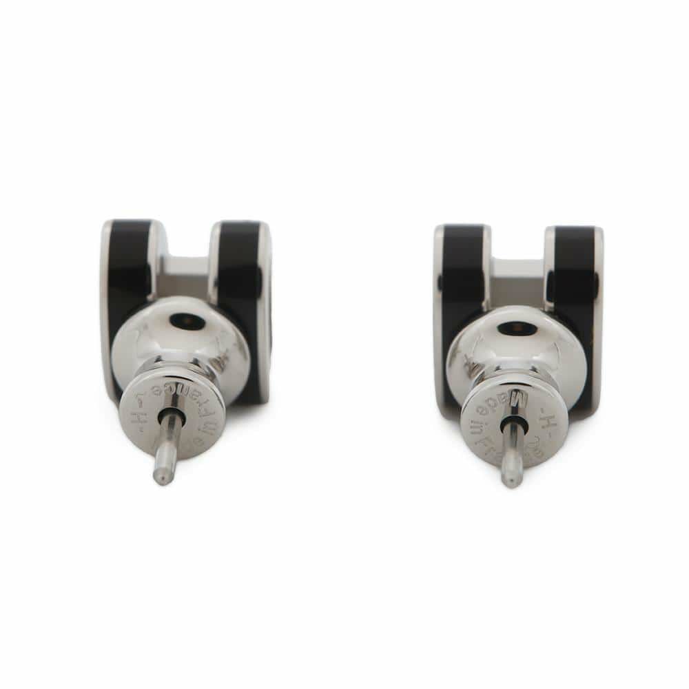 エルメス ピアス ミニ・ポップアッシュ ブラック/シルバー金具 Hモチーフ HERMES Pop H ポップH 黒