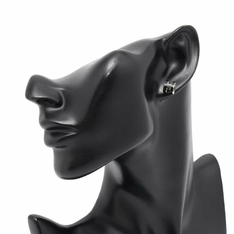 エルメス ピアス ミニ・ポップアッシュ ブラック/シルバー金具 Hモチーフ HERMES Pop H ポップH 黒