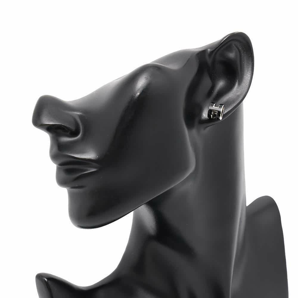 エルメス ピアス ミニ・ポップアッシュ ブラック/シルバー金具 Hモチーフ HERMES Pop H ポップH 黒