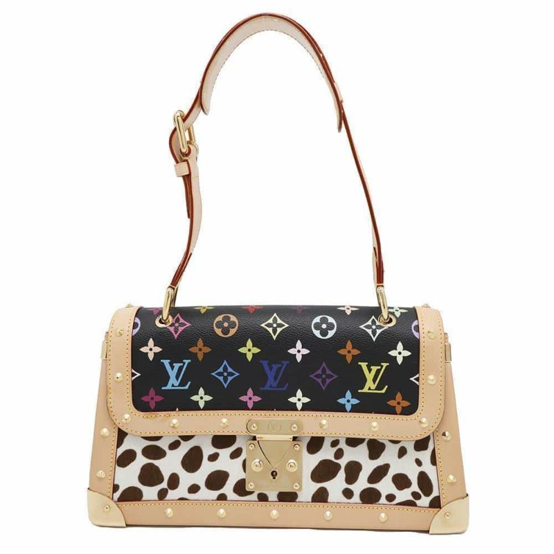 ルイヴィトン ハンドバッグ モノグラム・マルチカラー ハラコ サック・ダルメシアン M92825 ヴィトン ブラック 黒