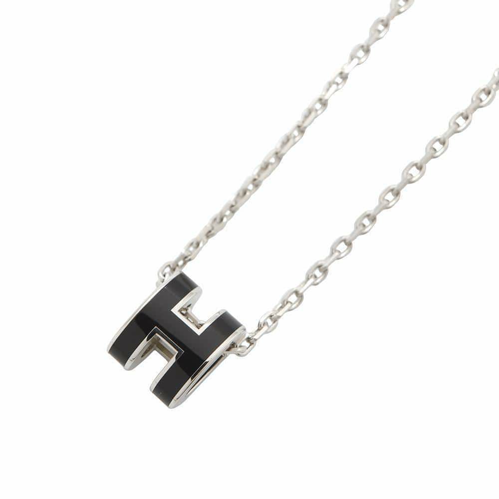 エルメス ネックレス ミニ・ポップアッシュ ブラック/シルバー金具 