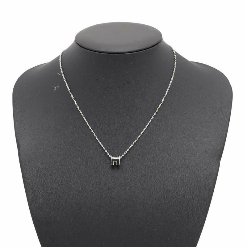エルメス ネックレス ミニ・ポップアッシュ ブラック/シルバー金具 HERMES アクセサリー 黒
