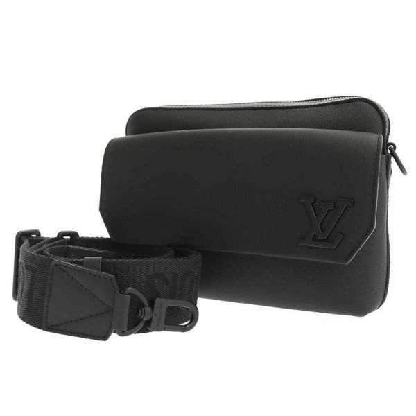 ルイヴィトン ショルダーバッグ レザー(牛革) ファストライン・メッセンジャー M22482 LOUIS VUITTON 黒