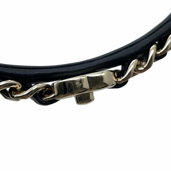 シャネル カチューシャ ココマーク チェーン ターンロック レザー B22V AB6143 CHANEL ヘアアクセサリー 黒