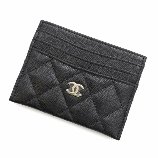 シャネル カードケース クラシック マトラッセ ココマーク キャビアスキン AP4472 CHANEL パスケース 名刺入れ 黒