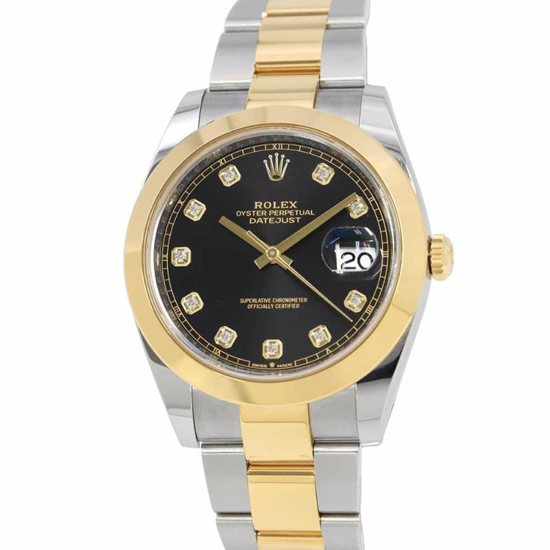 ロレックス デイトジャスト 41 SS/K18YG 126303G ROLEX 腕時計 黒文字盤 10Pダイヤ