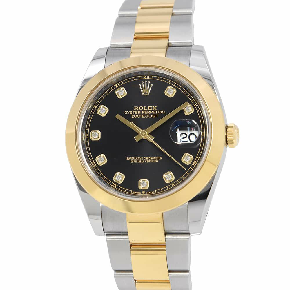 ロレックス デイトジャスト 41 SS/K18YG 126303G ROLEX 腕時計 黒文字盤 10Pダイヤ