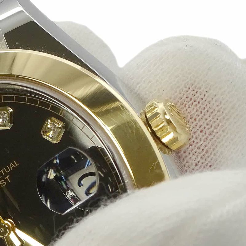 ロレックス デイトジャスト 41 SS/K18YG 126303G ROLEX 腕時計 黒文字盤 10Pダイヤ