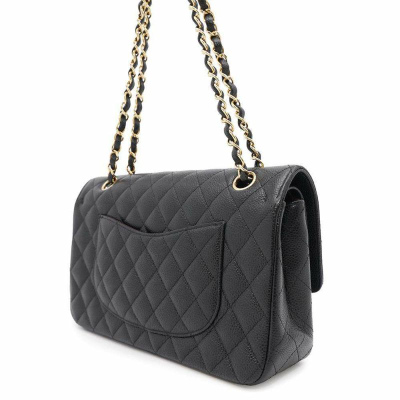 シャネル チェーンショルダーバッグ マトラッセ25 ココマーク キャビアスキン ダブルチェーン A01112 CHANEL 黒