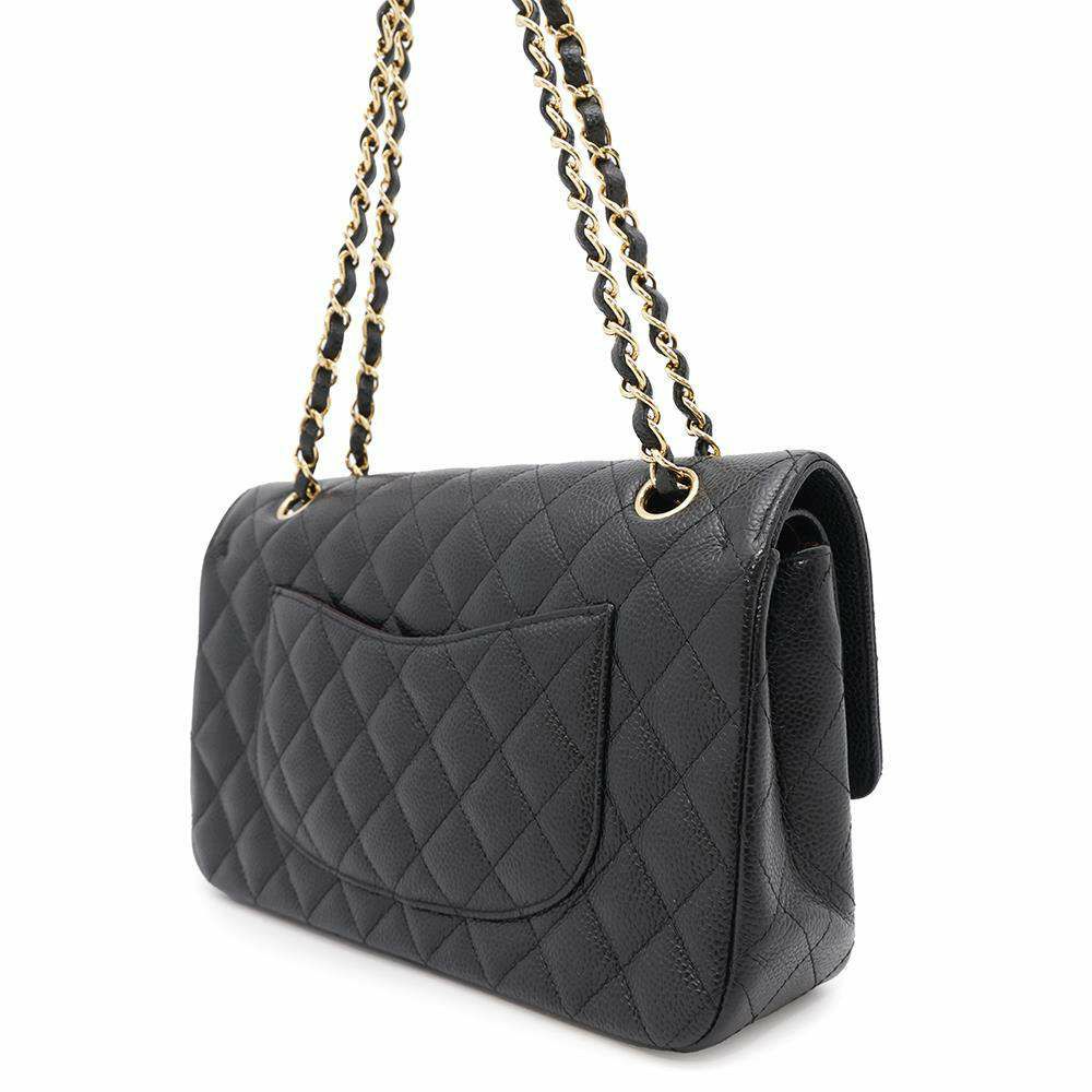 シャネル チェーンショルダーバッグ マトラッセ25 ココマーク キャビアスキン ダブルチェーン A01112 CHANEL 黒