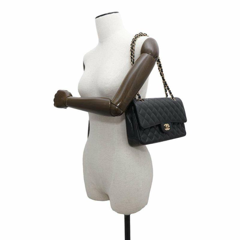 シャネル チェーンショルダーバッグ マトラッセ25 ココマーク キャビアスキン ダブルチェーン A01112 CHANEL 黒