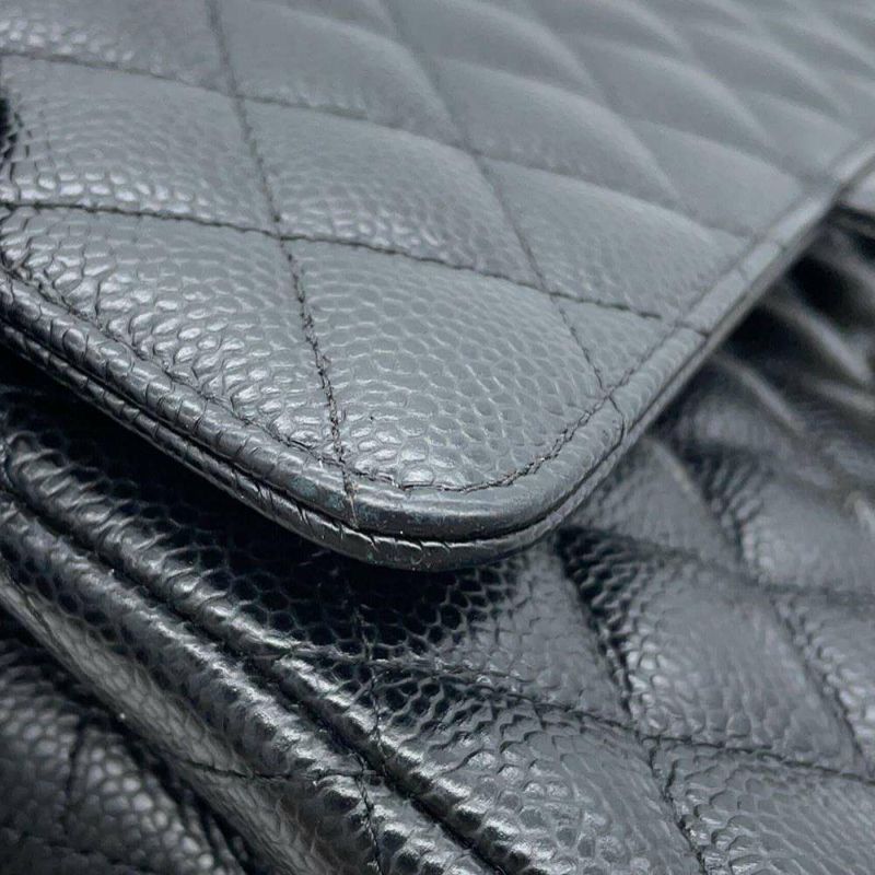 シャネル チェーンショルダーバッグ マトラッセ25 ココマーク キャビアスキン ダブルチェーン A01112 CHANEL 黒