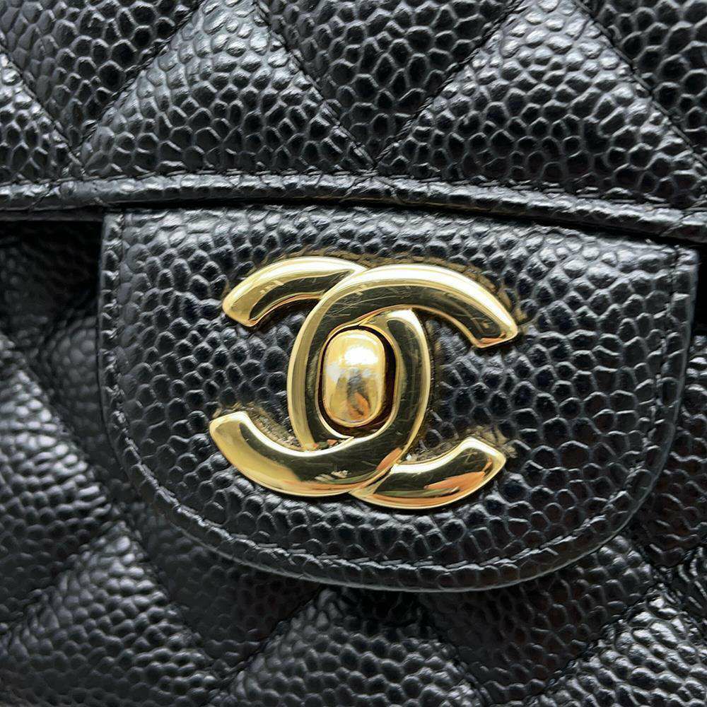 シャネル チェーンショルダーバッグ マトラッセ25 ココマーク キャビアスキン ダブルチェーン A01112 CHANEL 黒