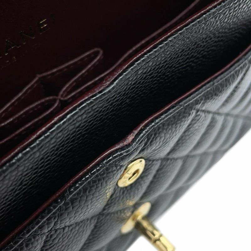 シャネル チェーンショルダーバッグ マトラッセ25 ココマーク キャビアスキン ダブルチェーン A01112 CHANEL 黒