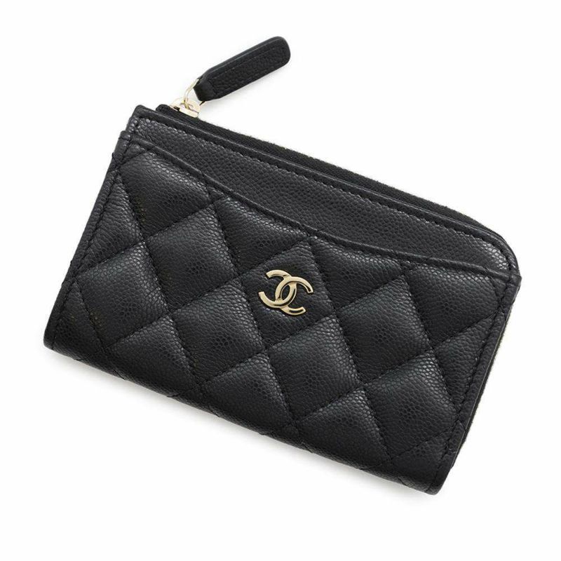 シャネル コインケース マトラッセ ココマーク キャビアスキン AP3179 CHANEL フラグメント カードケース 黒