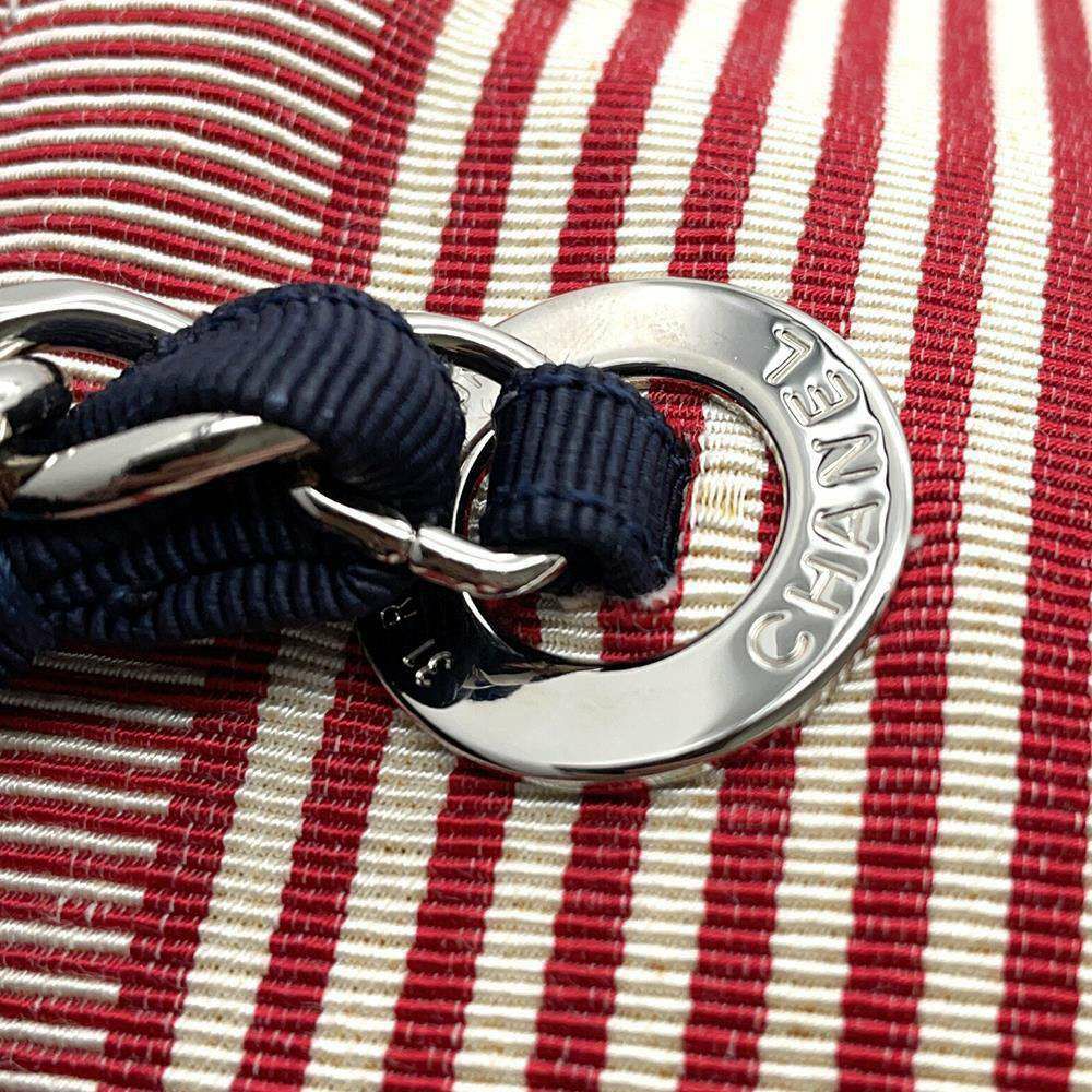 シャネル チェーントートバッグ ココマーク ボーダー  デニム A48450 CHANEL チェーンショルダーバッグ