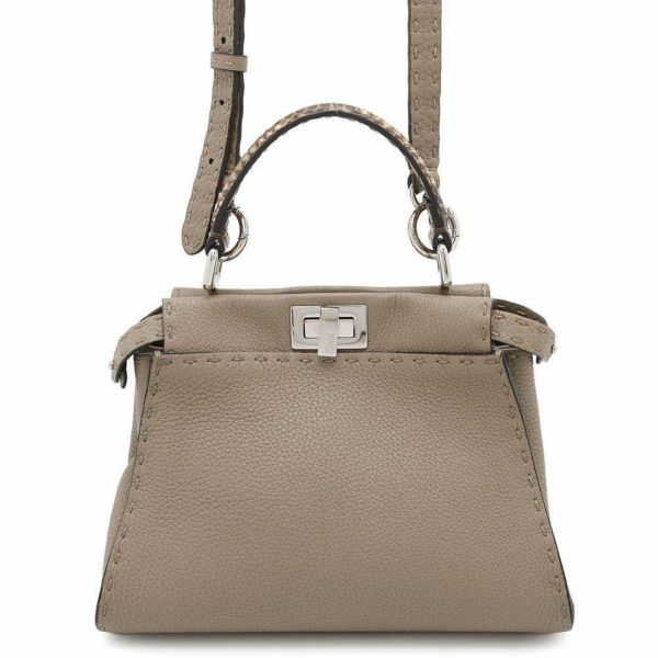 フェンディ ハンドバッグ ミニ ピーカブー セレリア レザー パイソン 8BN244 FENDI バッグ 2WAYショルダーバッグ