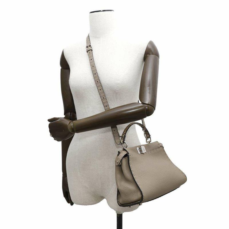 フェンディ ハンドバッグ ミニ ピーカブー セレリア レザー パイソン 8BN244 FENDI バッグ 2WAYショルダーバッグ