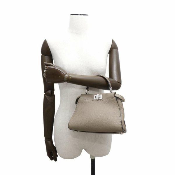 フェンディ ハンドバッグ ミニ ピーカブー セレリア レザー パイソン 8BN244 FENDI バッグ 2WAYショルダーバッグ