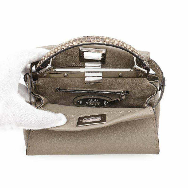 フェンディ ハンドバッグ ミニ ピーカブー セレリア レザー パイソン 8BN244 FENDI バッグ 2WAYショルダーバッグ