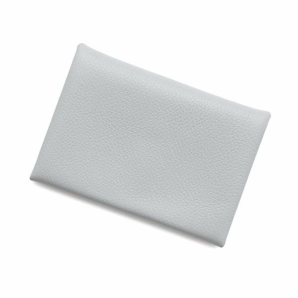 エルメス コインケース カルヴィ デュオ ブルーグラシエ/シルバー金具 エバーカラー W刻印 財布