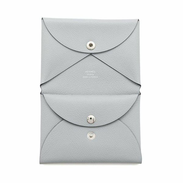 エルメス コインケース カルヴィ デュオ ブルーグラシエ/シルバー金具 エバーカラー W刻印 財布