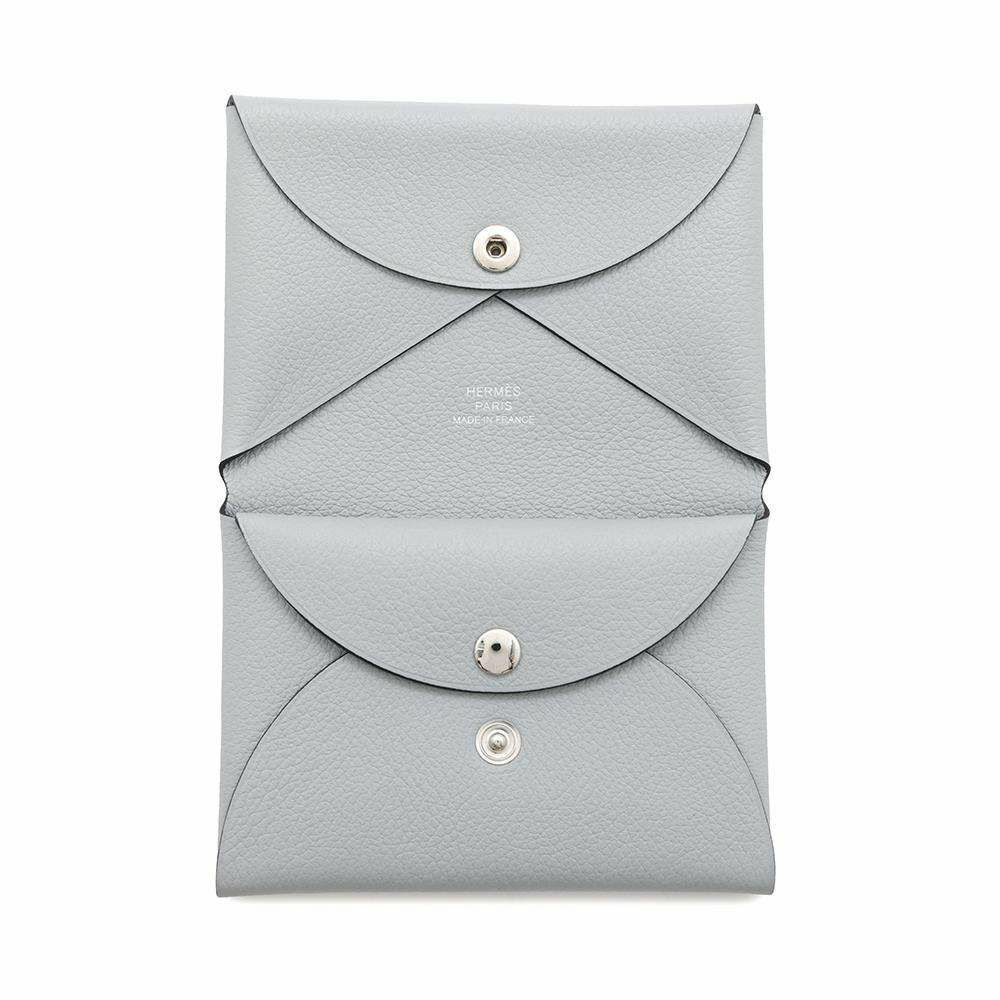 エルメス コインケース カルヴィ デュオ ブルーグラシエ/シルバー金具 エバーカラー W刻印 財布