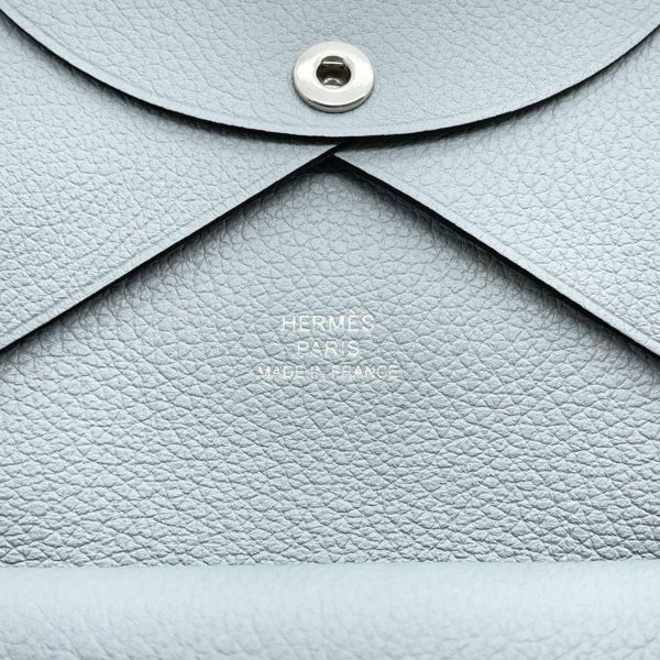 エルメス コインケース カルヴィ デュオ ブルーグラシエ/シルバー金具 エバーカラー W刻印 財布