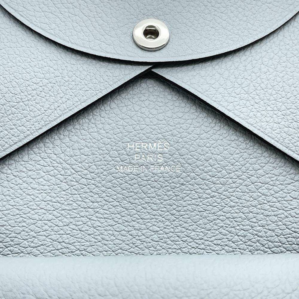 エルメス コインケース カルヴィ デュオ ブルーグラシエ/シルバー金具 エバーカラー W刻印 財布