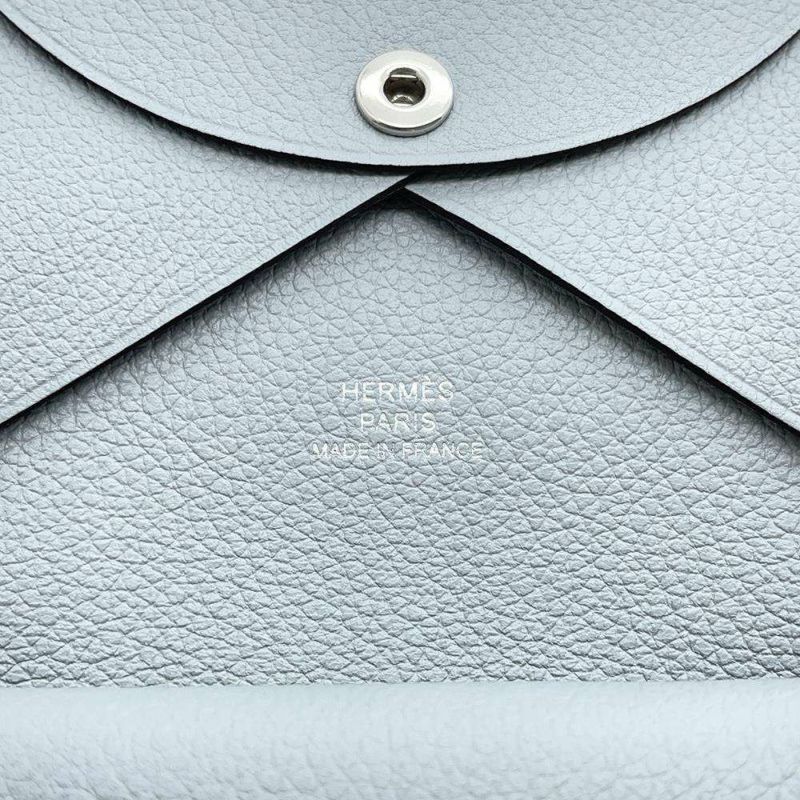 エルメス コインケース カルヴィ デュオ ブルーグラシエ/シルバー金具 エバーカラー W刻印 財布