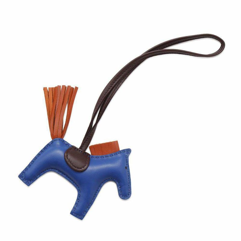 エルメス バッグチャーム ロデオPM ブルーフランス/カーネリアン/ルージュセリエ ラムスキン U刻印