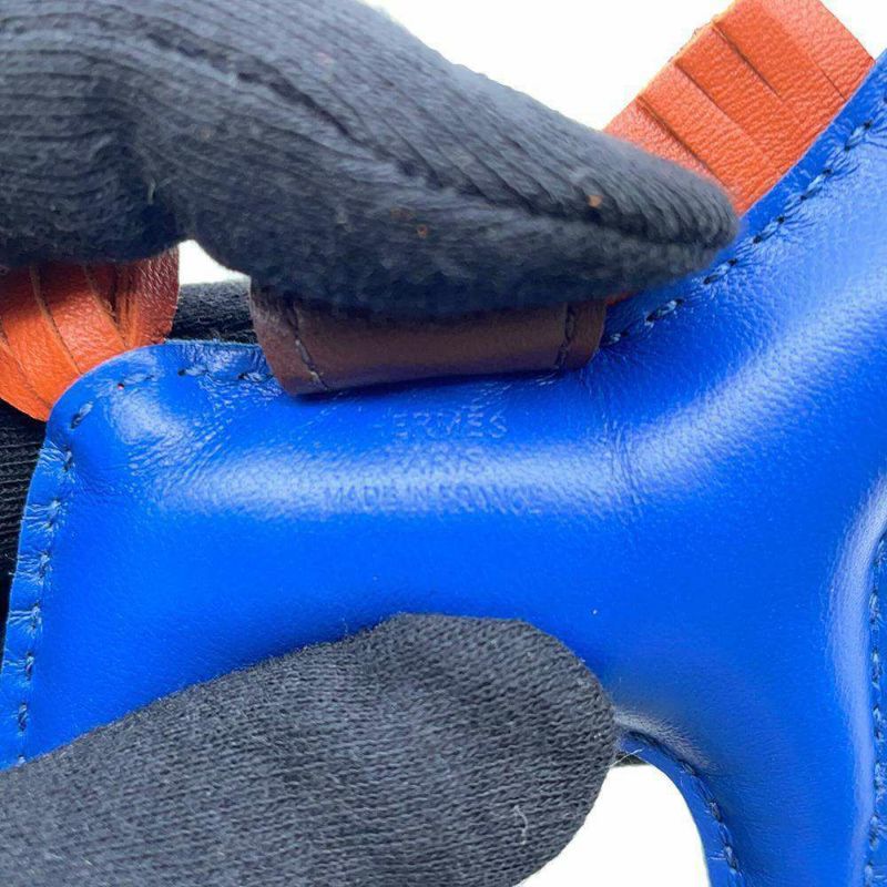 エルメス バッグチャーム ロデオPM ブルーフランス/カーネリアン/ルージュセリエ ラムスキン U刻印