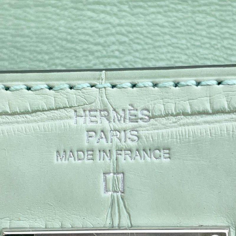 エルメス ケリーウォレット ロング トゥーゴー ヴェールデュー/シルバー金具 アリゲーターマット B刻印 財布
