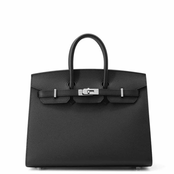 エルメス バーキン25 セリエ ブラック/シルバー金具 エプソン U刻印 HERMES Birkin ハンドバッグ 黒