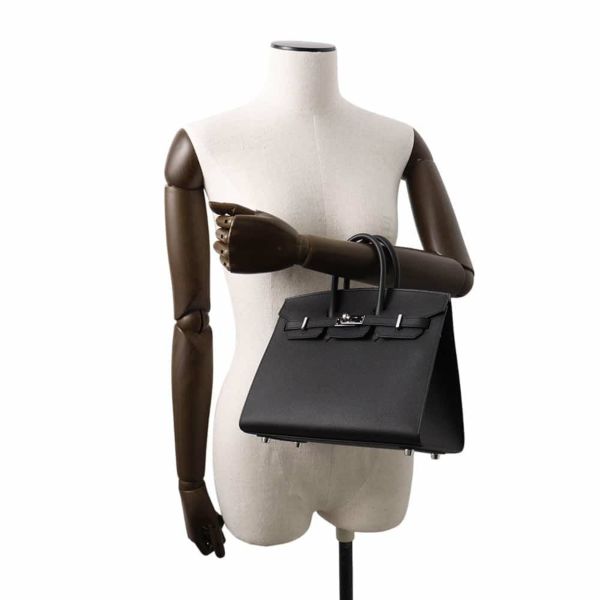 エルメス バーキン25 セリエ ブラック/シルバー金具 エプソン U刻印 HERMES Birkin ハンドバッグ 黒