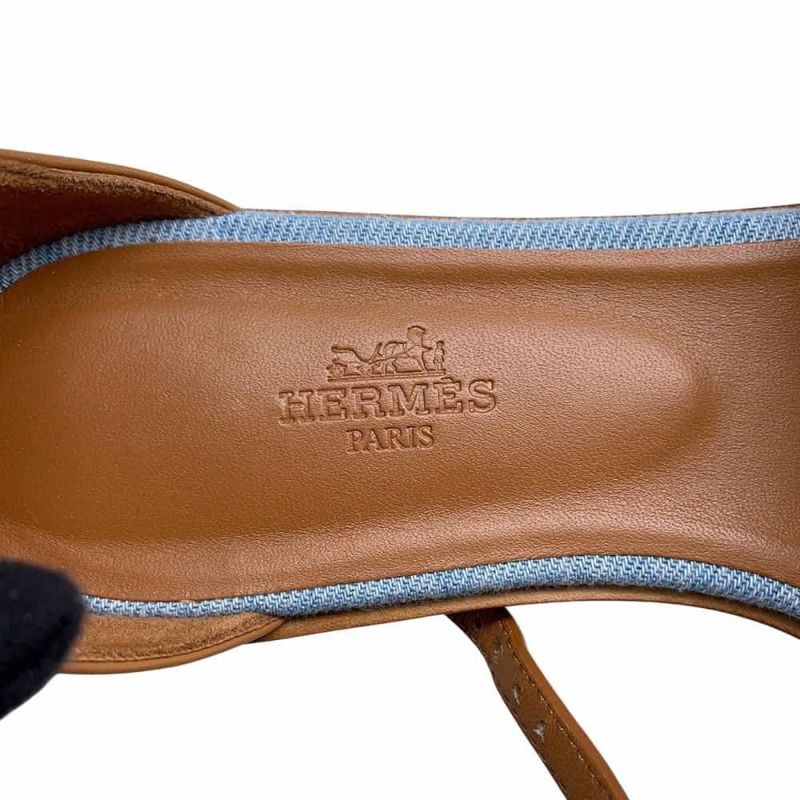 エルメス サンダル サントリーニ デニム レディースサイズ38 HERMES 靴
