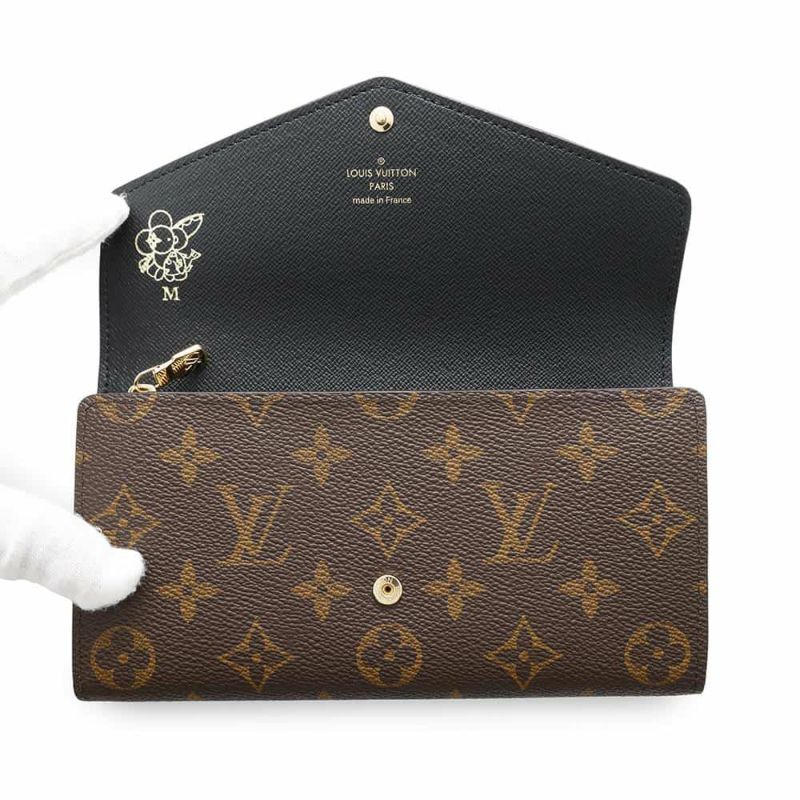 ルイヴィトン 長財布 モノグラム・ジャイアント ポルトフォイユ・サラ M80726 ブラック 黒 イニシャル入り