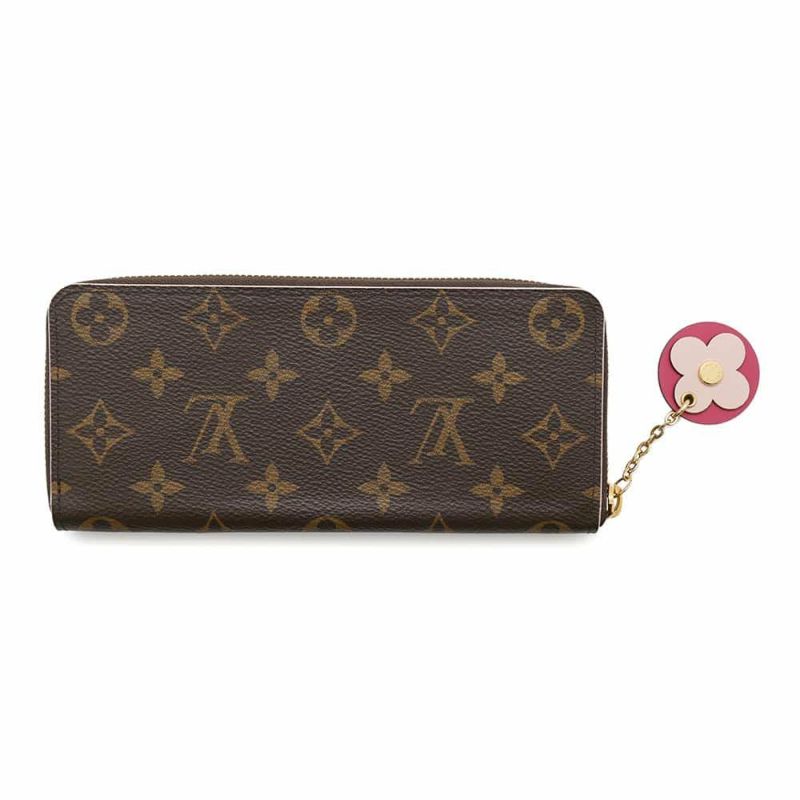 ルイヴィトン 長財布 モノグラム ポルトフォイユ・クレマンス M64201 LOUIS VUITTON ヴィトン 財布 フラワーチャーム付き