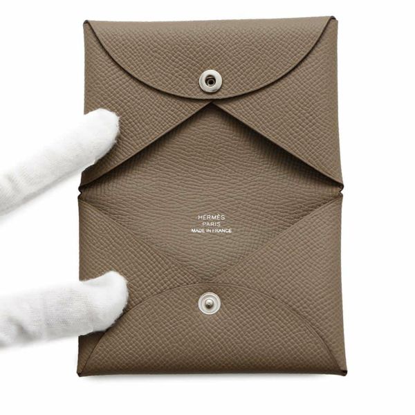 エルメス カードケース カルヴィ エトゥープ エプソン B刻印 HERMES 名刺入れ