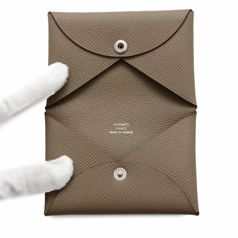 エルメス カードケース カルヴィ エトゥープ エプソン B刻印 HERMES 名刺入れ