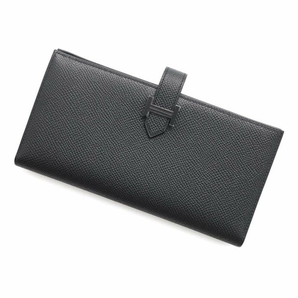 エルメス 長財布 ベアンスフレ ブラック/モノクローム金具 エプソン W刻印 HERMES 財布 黒
