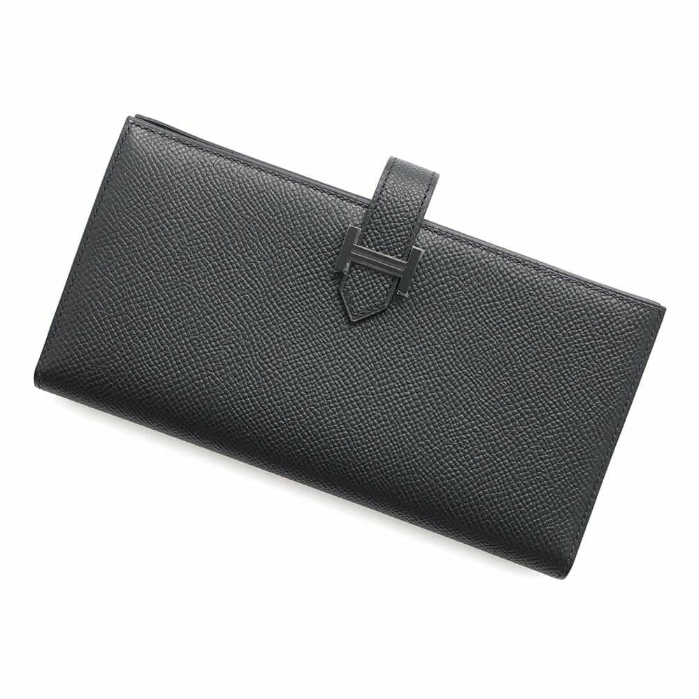 エルメス 長財布 ベアンスフレ ブラック/モノクローム金具 エプソン W刻印 HERMES 財布 黒