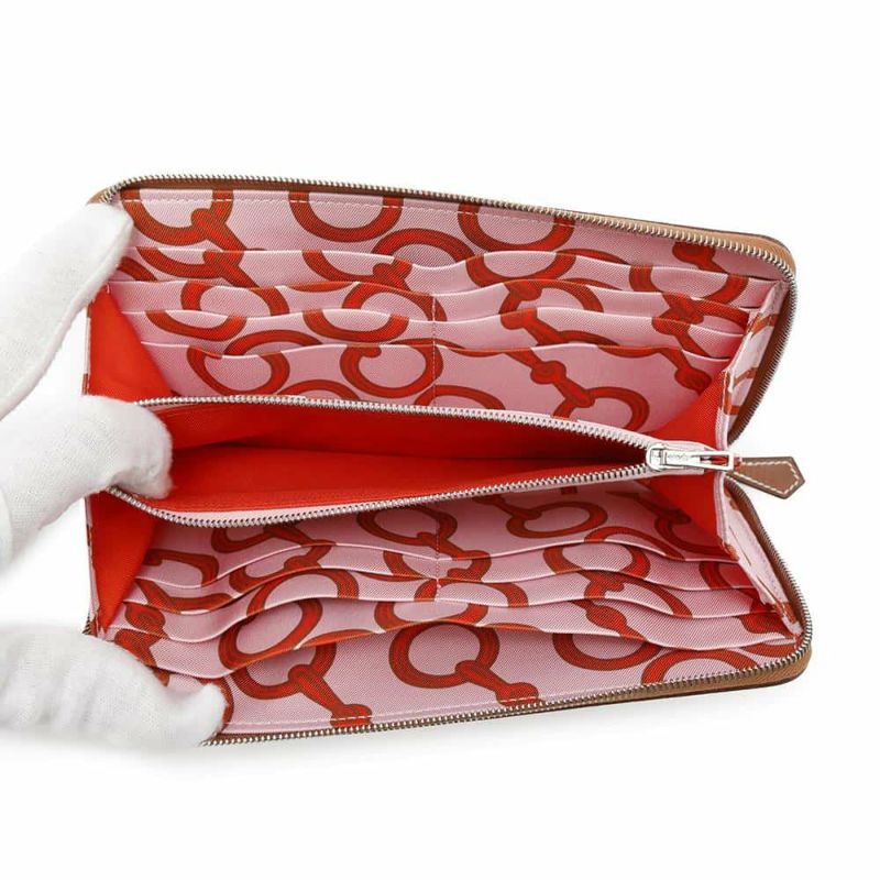 エルメス 長財布 アザップロング シルクイン ゴールド/シルバー金具 エバーカラー B刻印 HERMES 財布